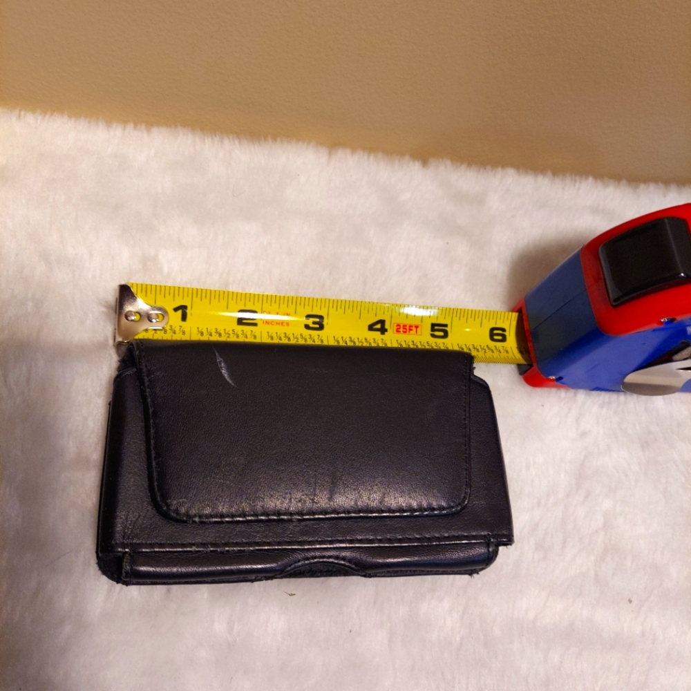 Leather clip phone case.